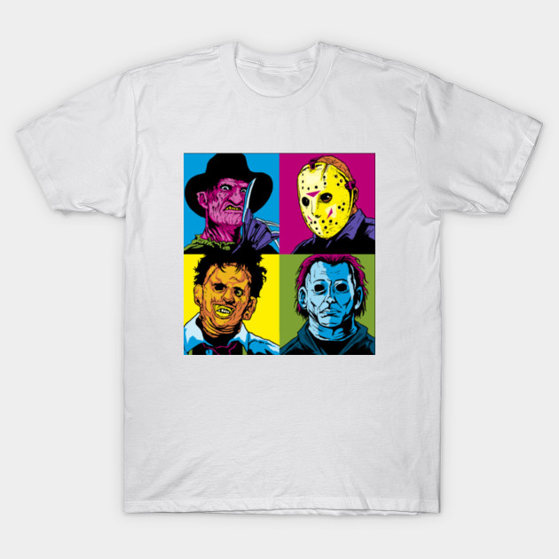 Horror Collage Pop Art - Jason Leatherface Freddy Myers T-Shirt-TOZ